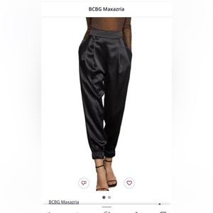 New BCBG Maxazria Satin Jogger Pants Black Size S